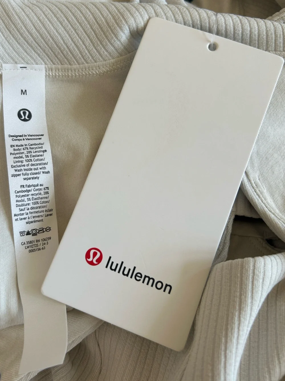 lululemon athletica White Ribbed Cropped High-Neck Tank NWT in Bone